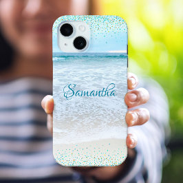 Funda Para iPhone 15 Personalizado del Confetti Blue Gold de California