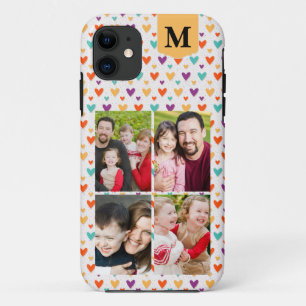 Funda Para iPhone 11 Personalizado del corazón colorido Monograma 4-Fot