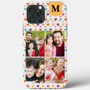 Funda Para iPhone 13 Pro Max Personalizado del corazón colorido Monograma 4-Fot