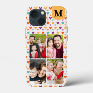 Funda Para iPhone 13 Mini Personalizado del corazón colorido Monograma 4-Fot