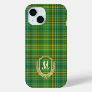 Funda Para iPhone 15 Personalizado del tartán verde rico (plaid)