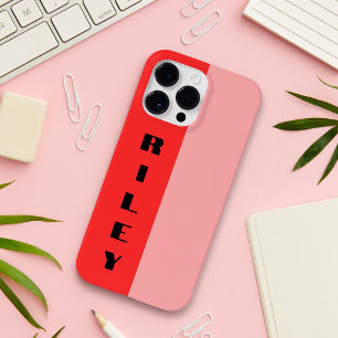 Funda Para iPhone 14 Pro Max De Case-Mate Personalizado Dos Bloques de Color Rosa Rubor Red