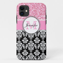 Funda Para iPhone 11 Personalizado el Damasco Negro Girona, Rosa y Purp