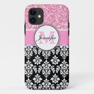 Funda Para iPhone 11 Personalizado el Damasco Negro Girona, Rosa y Purp