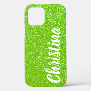 Funda Para iPhone 12 Personalizado el nombre del Purpurina verde Girly
