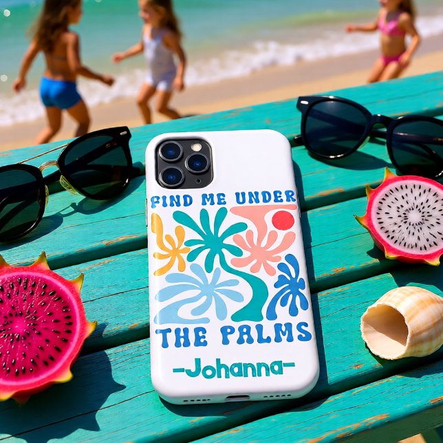 Funda De Case-Mate Para iPhone Personalizado Encuéntrame Bajo Las Palmas Tropical (Personalized Find Me Under The Palms Tropical Case-Mate iPhone Case)
