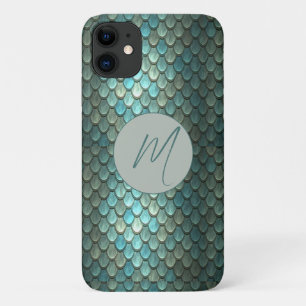 Funda Para iPhone 11 Personalizado escalas azules iniciales texturizada