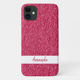 Funda Para iPhone 11 Personalizado espumoso Texto Purpurina Girona rosa
