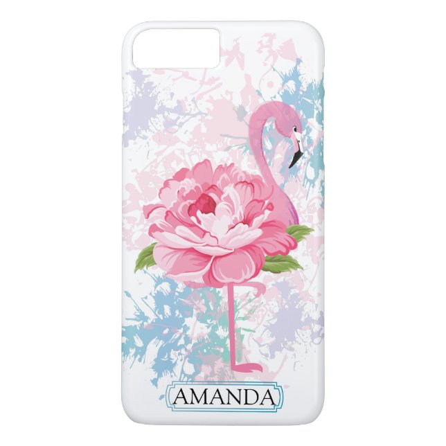 Funda De Case-Mate Para iPhone Personalizado | Flamingo Monograma (Reverso)