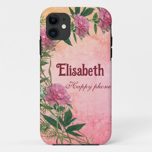 Funda De Case-Mate Para iPhone Personalizado floral rústico de peonía temática pe (Reverso)