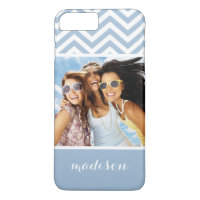 Personalizado Foto y nombre Chevron azul claro