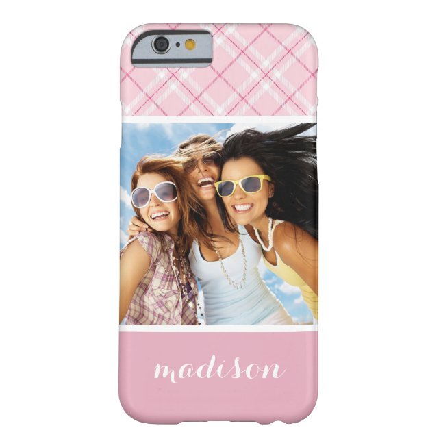 Funda De Case-Mate Para iPhone Personalizado Foto y nombre Luminosa Placa Rosa (Reverso)