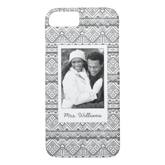 Funda De Case-Mate Para iPhone Personalizado Foto y nombre Patrón azteca geométri (Reverso)