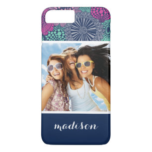 Funda Para iPhone 8 Plus/7 Plus Personalizado Foto y nombre Patrón floral elegante
