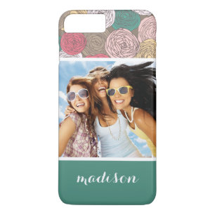 Funda Para iPhone 8 Plus/7 Plus Personalizado Foto y nombre Patrón floral elegante