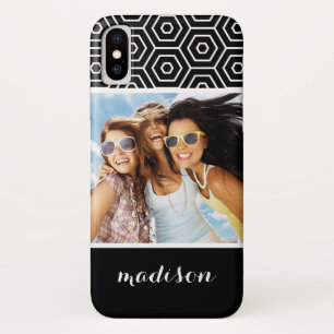 Funda Para iPhone X Personalizado Foto y nombre Patrón geométrico exag