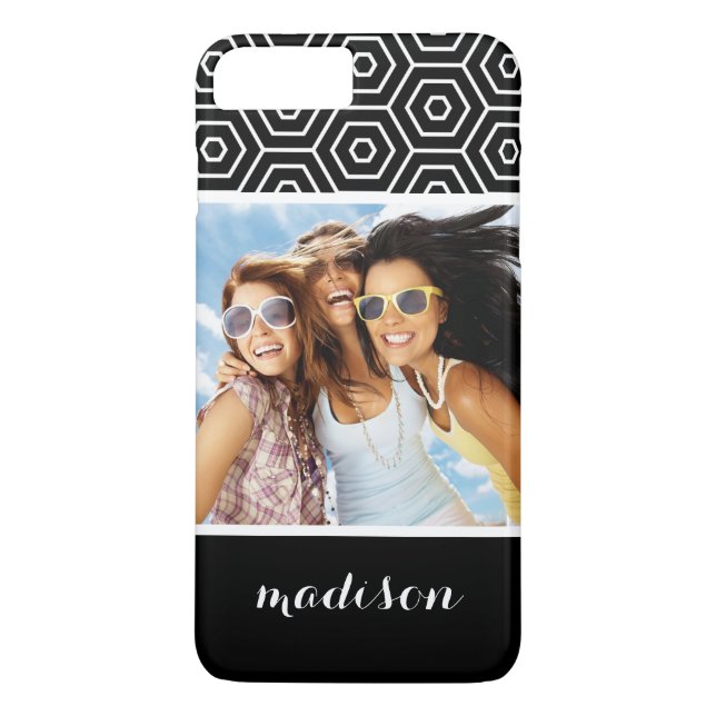 Funda De Case-Mate Para iPhone Personalizado Foto y nombre Patrón geométrico exag (Reverso)