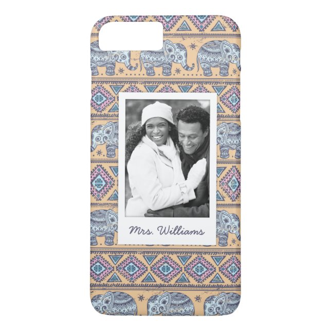 Funda De Case-Mate Para iPhone Personalizado Foto y nombre: patrón tribal del ele (Reverso)