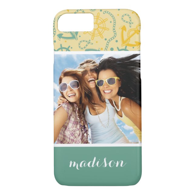 Funda De Case-Mate Para iPhone Personalizado Foto y nombre Retro Ancla y Papas (Reverso)