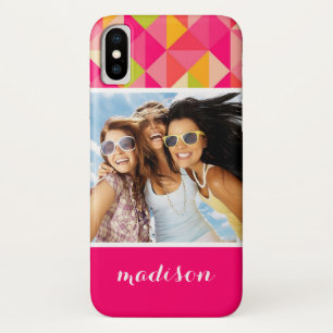 Funda Para iPhone X Personalizado Foto y nombre Triángulos patrón geom