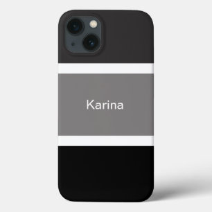 Funda Para iPhone 13 Personalizado Gris Negro Y Blanco Rayas Elegante