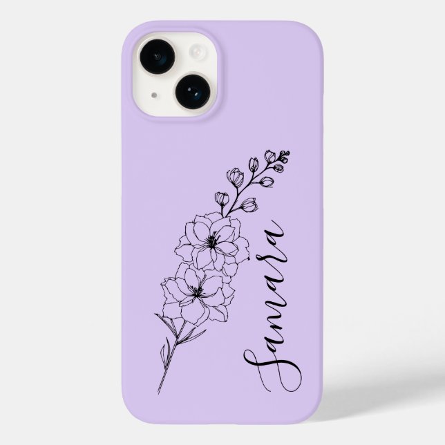 Funda De Case-Mate Para iPhone Personalizado Julio Delphinium Birth Flower Gift p (Reverso )