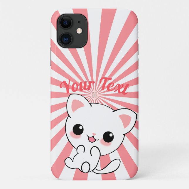 Funda De Case-Mate Para iPhone Personalizado Kawaii White Kitten (Reverso)
