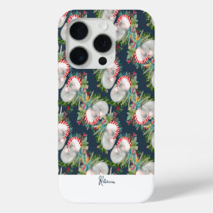 Funda Para iPhone 15 Pro Personalizado Koala Navidades Azul