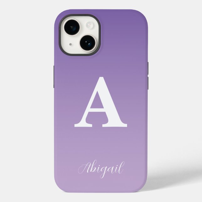 Funda De Case-Mate Para iPhone Personalizado Lilac Monograma Nombre (Reverso )