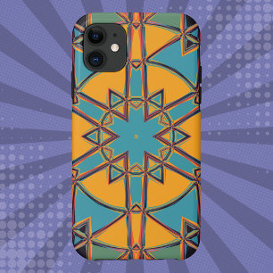 Funda Para iPhone 11 Personalizado Mandala amarillo azul y Naranja