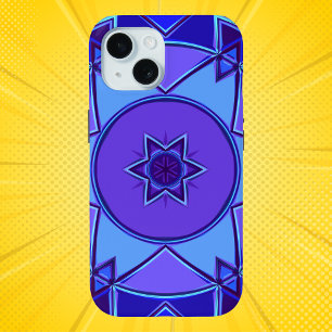 Funda Para iPhone 15 Personalizado Mandala Azul y Púrpura