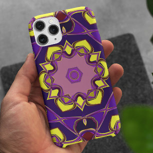 Funda Para iPhone 11 Personalizado Mandala Flor Amarillo y Púrpura