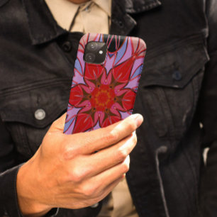Funda Para iPhone 11 Personalizado Mandala Flor azul rojo y rosa