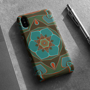 Funda Para iPhone 11 Personalizado Mandala Flor Azul y Naranja