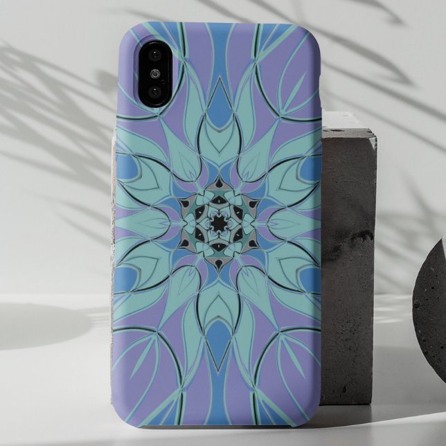 Funda De Case-Mate Para iPhone Personalizado Mandala Flor Azul y Púrpura (Subido por el creador)