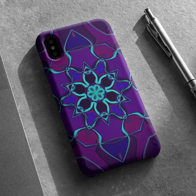 Funda De Case-Mate Para iPhone Personalizado Mandala Flor Azul y Púrpura (Subido por el creador)