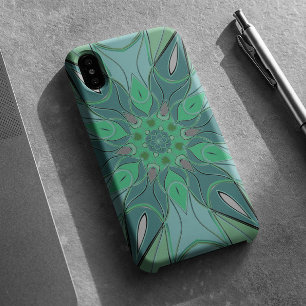 Funda Para iPhone 11 Personalizado Mandala Flor azul y verde