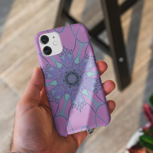 Funda Para iPhone 11 Personalizado Mandala Flor morado y azul