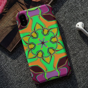 Funda Para iPhone 11 Personalizado Mandala Flor Naranja Verde y Púrpura