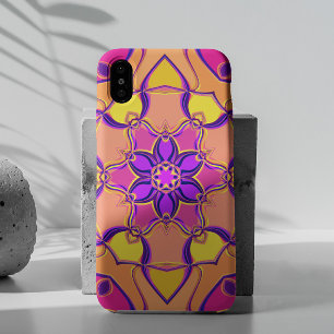 Funda Para iPhone 11 Personalizado Mandala Flor rosa morado y Naranja
