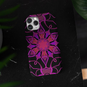 Funda Para iPhone 11 Personalizado Mandala Flor rosa y negra