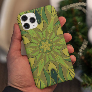 Funda Para iPhone 11 Personalizado Mandala Flor Verde Amarillo y Azul