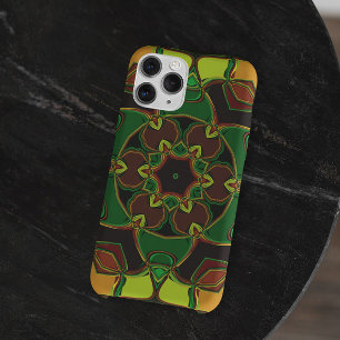 Funda Para iPhone 11 Personalizado Mandala Flor Verde Amarillo y Naranj