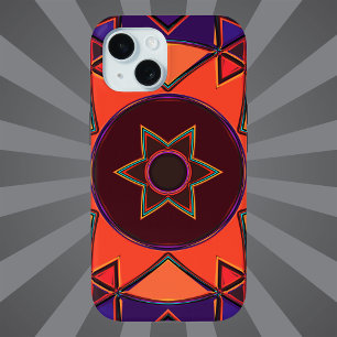 Funda Para iPhone 15 Personalizado Mandala Morado y Naranja