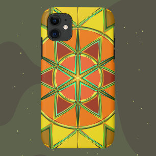 Funda Para iPhone 11 Personalizado Mandala Naranja amarillo y verde
