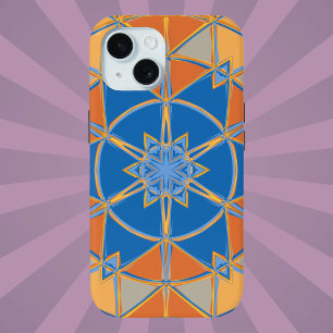 Funda Para iPhone 15 Personalizado Mandala Naranja azul y amarillo