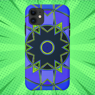Funda Para iPhone 11 Personalizado Mandala Verde Azul y Negro