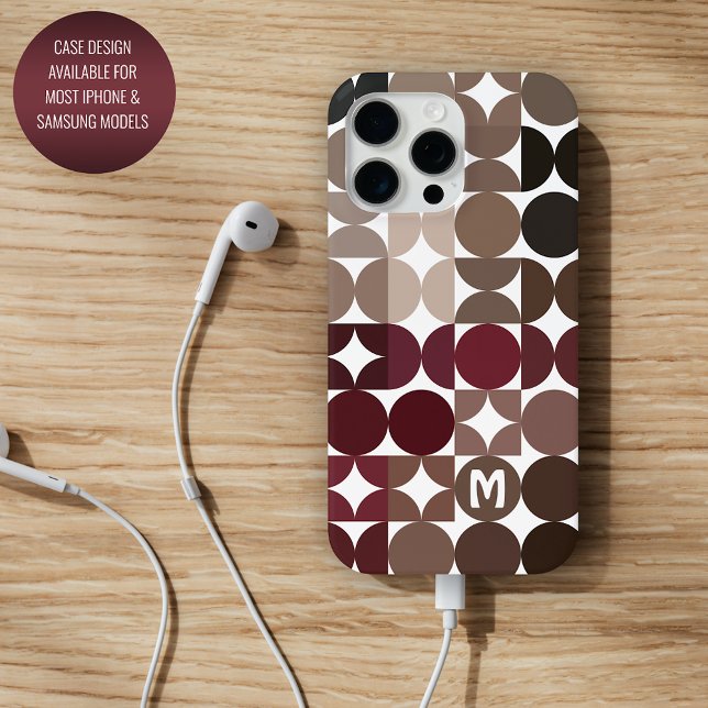 Funda De Case-Mate Para iPhone Personalizado Maroon Red Beige Tan Brown Patrón Re (Subido por el creador)