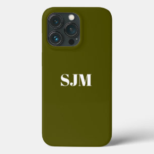 Funda Para iPhone 13 Pro Personalizado minimalista monograma nombre musgo d