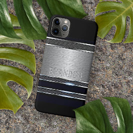 Funda Para iPhone 11 Pro Max Personalizado Moderno Faux Shiny Metalizado Stripe